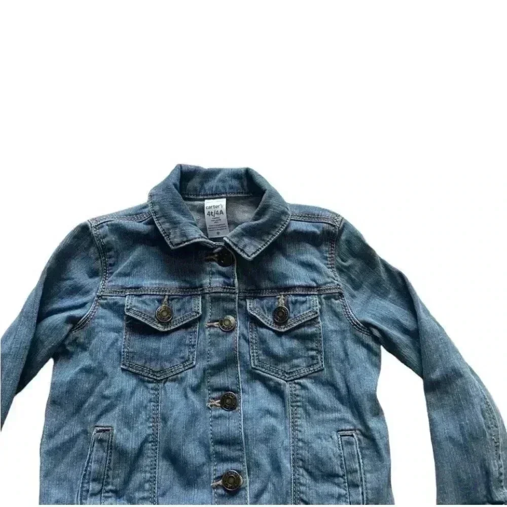 Carter’s Lightweight Denim Girls Jeans Trendy Pockets Jacket SZ 4T #1732